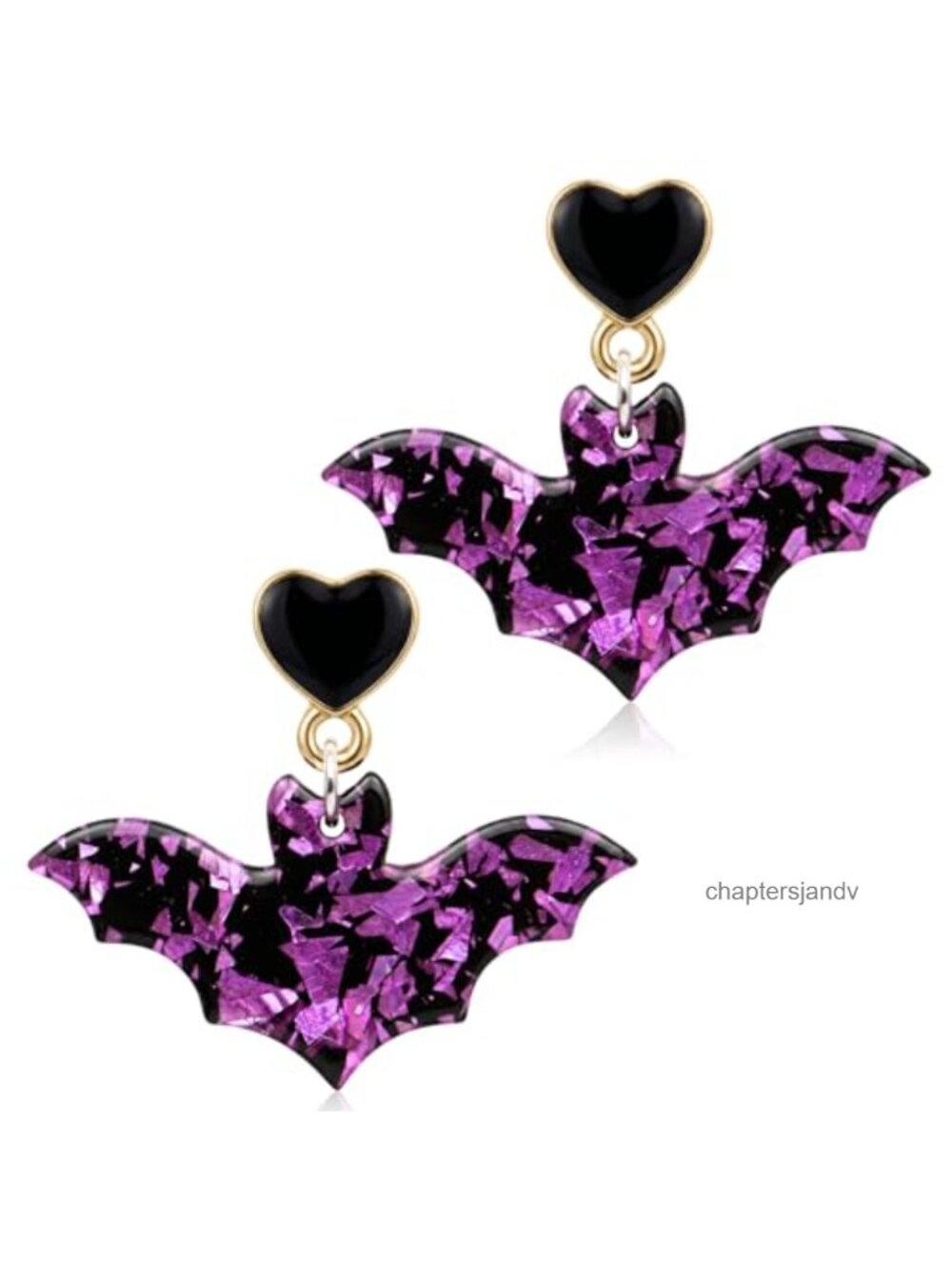 Gothic Bat Heart Dangle Earrings Acrylic Alloy Drop Statement Halloween